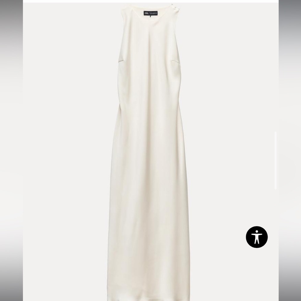 Zara Cream Midi Slip Dress with Open Back - Picture 2 of 9